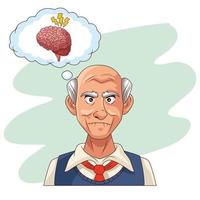 old man and Alzheimer's disease patient with brain problems vector