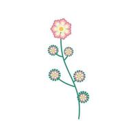 pink branch with flowers flat element vector