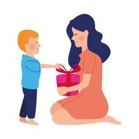 beautiful mother with son characters vector