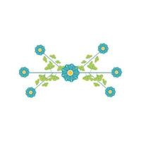 light blue flowers garden flat element vector