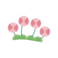pink color flowers garden flat element vector