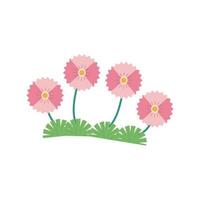 pink color flowers garden flat element vector