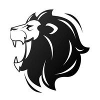 head of lion in profile, monochrome icon vector