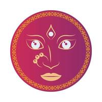 diosa hindú cara navratri en emblema rojo vector