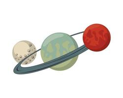 space mars and saturn planets with moon vector