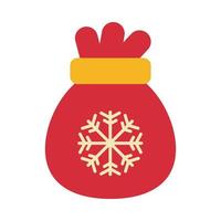 happy merry christmas sack with snowflake flat style icon vector