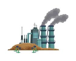 factory with polluting chimneys scene vector