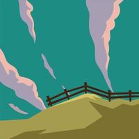 fence in the mountain with clouds background vector