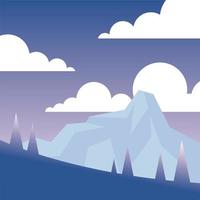 pine trees and snow mountain background vector