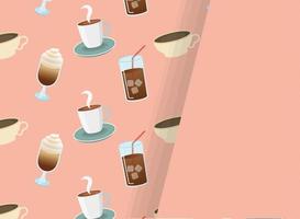 iced coffee glasses and cups background with space for text vector design