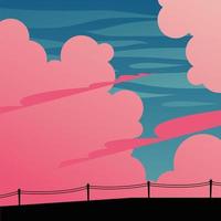 fence silhouette in front of a pink clouds background vector