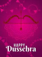 Happy Dussehra design with bow and arrow vector