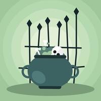 Halloween cauldron with gate vector design