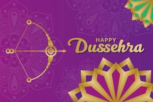 Happy Dussehra design with bow and arrow vector