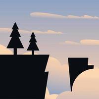 cliffs with pine trees background vector