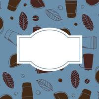 coffee mugs and leaves background with space for text vector design