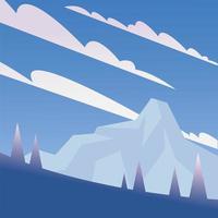 pine trees and snow mountain background vector