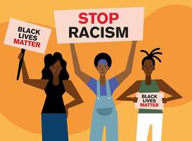 Black lives matter demonstration with women vector