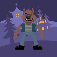 Halloween wolf monster cartoon vector