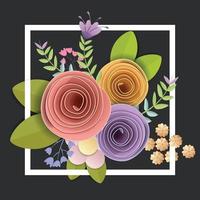 Vector and illustration design. craft paper flowers, spring, autumn, wedding and valentine festive floral bouquet, bright fall colors, nature clipart isolated on white background, decorative embellishment.