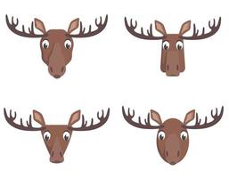 Set of cartoon moose. vector