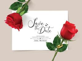 Happy Valentines Day. Greeting card with realistic of red rose, Typography design for print cards, banner, poster.