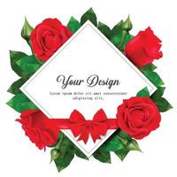 Happy Valentines Day. Greeting card with realistic of red rose, Typography design for print cards, banner, poster. vector