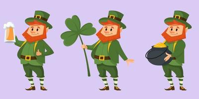 Leprechaun in different poses. vector