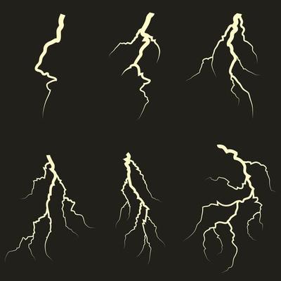 Set of different lightnings.