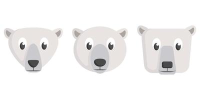 Set of cartoon polar bears. vector