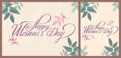 Women's Day templates with spring elements. vector