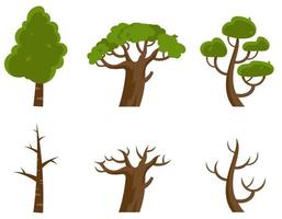 Bare trees and trees with leaves. vector