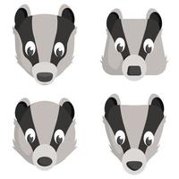 Set of cartoon badgers. vector