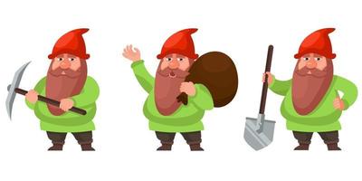 Gnome in different poses. vector