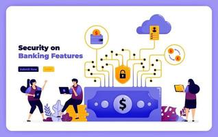 security in features of financial system and digital banking services. vector illustration for landing page, banner, website, web, poster, mobile apps, ui ux, homepage, social media, flyer, brochure