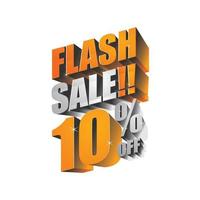 Venta flash 10 de descuento en diseño 3d vector