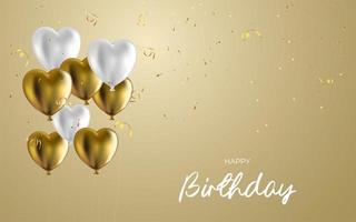 Plantilla de banner de feliz cumpleaños con globos realistas. vector