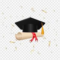 graduation cap and diploma scroll vector