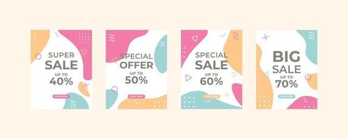 Set of colorful abstract flat flyers. vector