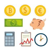 conjunto de iconos de caída del mercado de valores vector