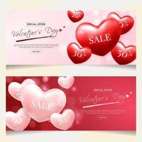 plantilla de banners de venta de san valentín vector