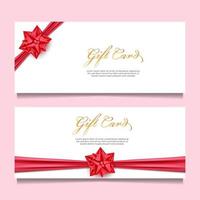 Gift card template with red ribbon vector