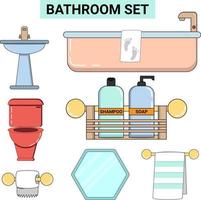 flat line pastel color bathroom set perfect for design bathroom vector