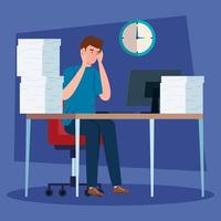 Man stressed in workplace vector