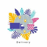 Truck delivery service concept vector