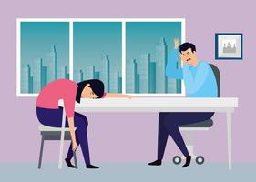 couple stressed in workplace vector