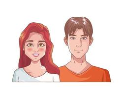 happy young couple characters vector