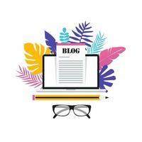 Blog post, blogging, content management, freelance job, article writer, copywritter flat vector illustration design for web banners and apps