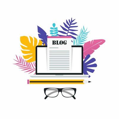 Blog post, blogging, content management, freelance job, article writer, copywritter flat vector illustration design for web banners and apps