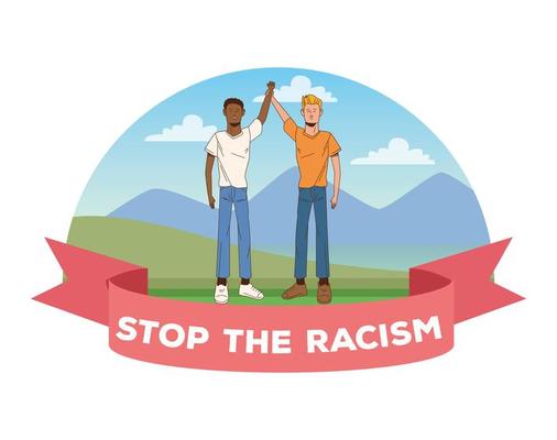 diverse men with stop racism campaign